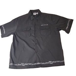 HOUSE OF BLUES Shirt Mens Large Embroidered Tribal Barbed Wire Button Down NEW‎